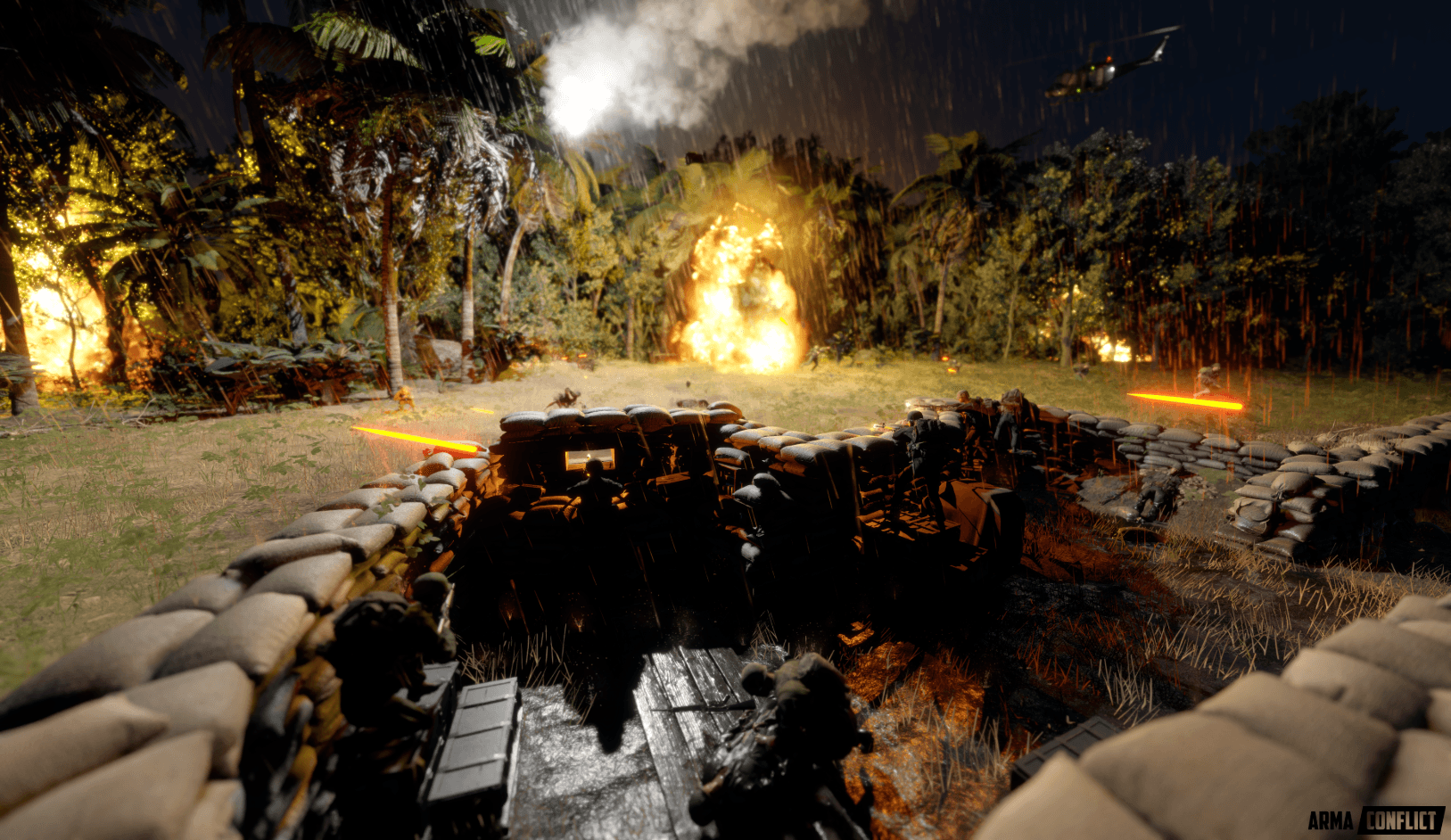 An ArmaConflict fireteam in the jungle